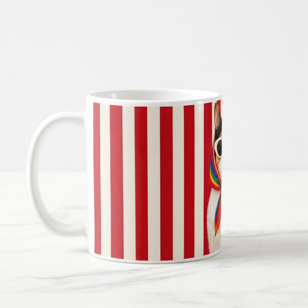 Taza Gato Fashionista Con Lentes Y Pañueleta Retro - 325ml