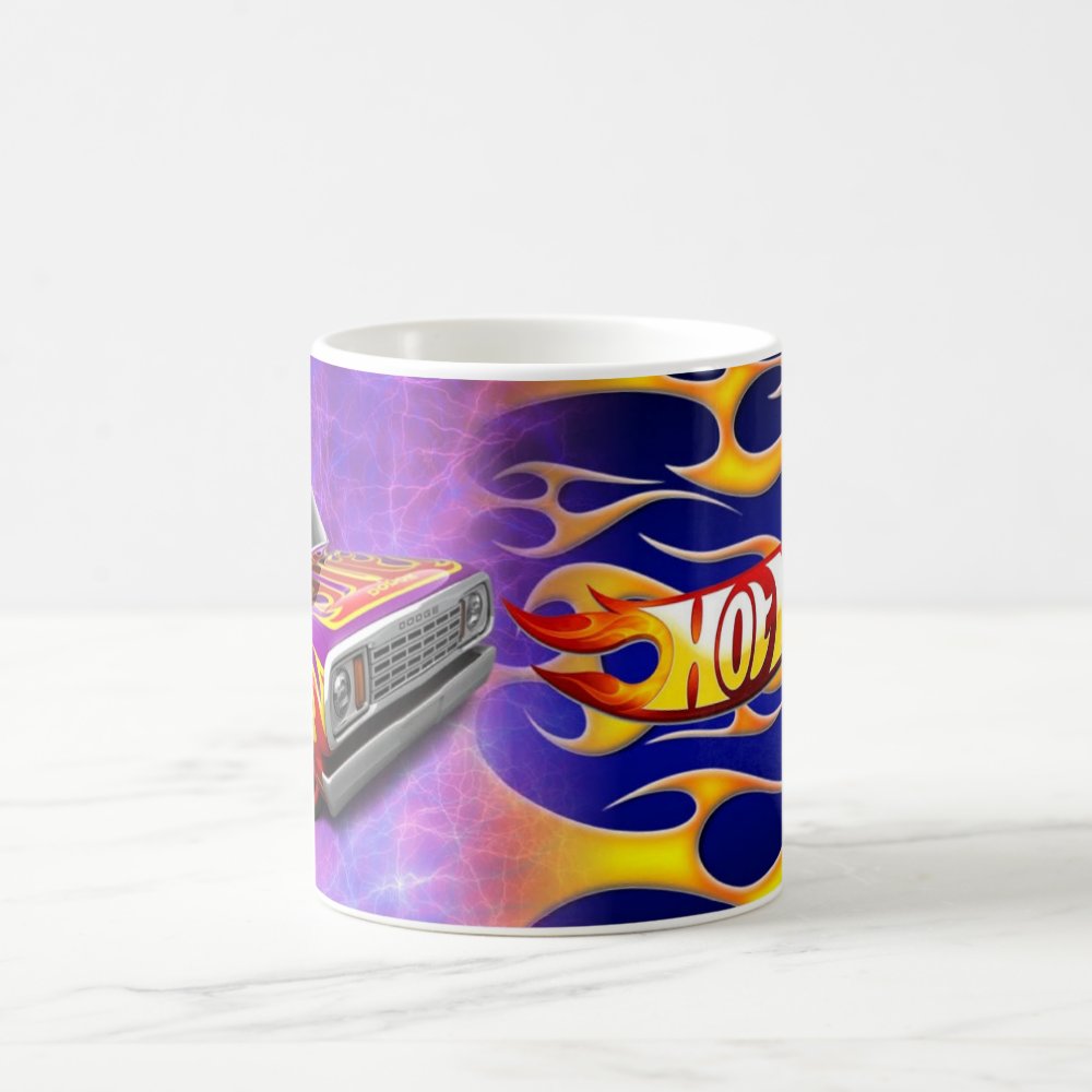 Taza Hot Wheels 30 de Septiembre Camioneta Morada Llamas - 325 ml