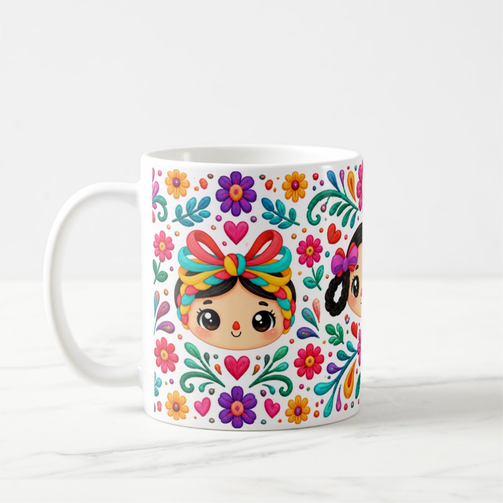 Taza 325 ml - "Muñecas Mexicanas: Tradición y Color"