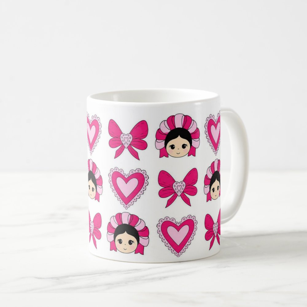 Taza 325 ml - "Colección Muñecas y Amor Rosa"
