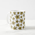 Taza Flores Amarillas 21 de Septiembre Patrón Garabato Flores Minimalistas