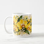 Taza Flores Amarillas 21 de Septiembre Orquídeas y Corazones Dorados - 325 ml