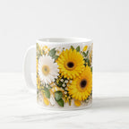 Taza Flores Amarillas 21 de Septiembre Gerberas Realistas -325 ml