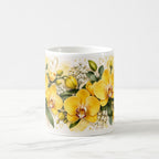 Taza Flores Amarillas 21 de Septiembre Orquídeas y Corazones Dorados - 325 ml