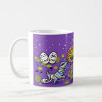 Taza Dinosaurios Monstruos Halloween Kawaii Cerámica 325ml