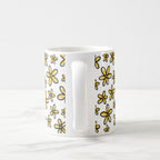 Taza Flores Amarillas 21 de Septiembre Patrón Garabato Flores Minimalistas