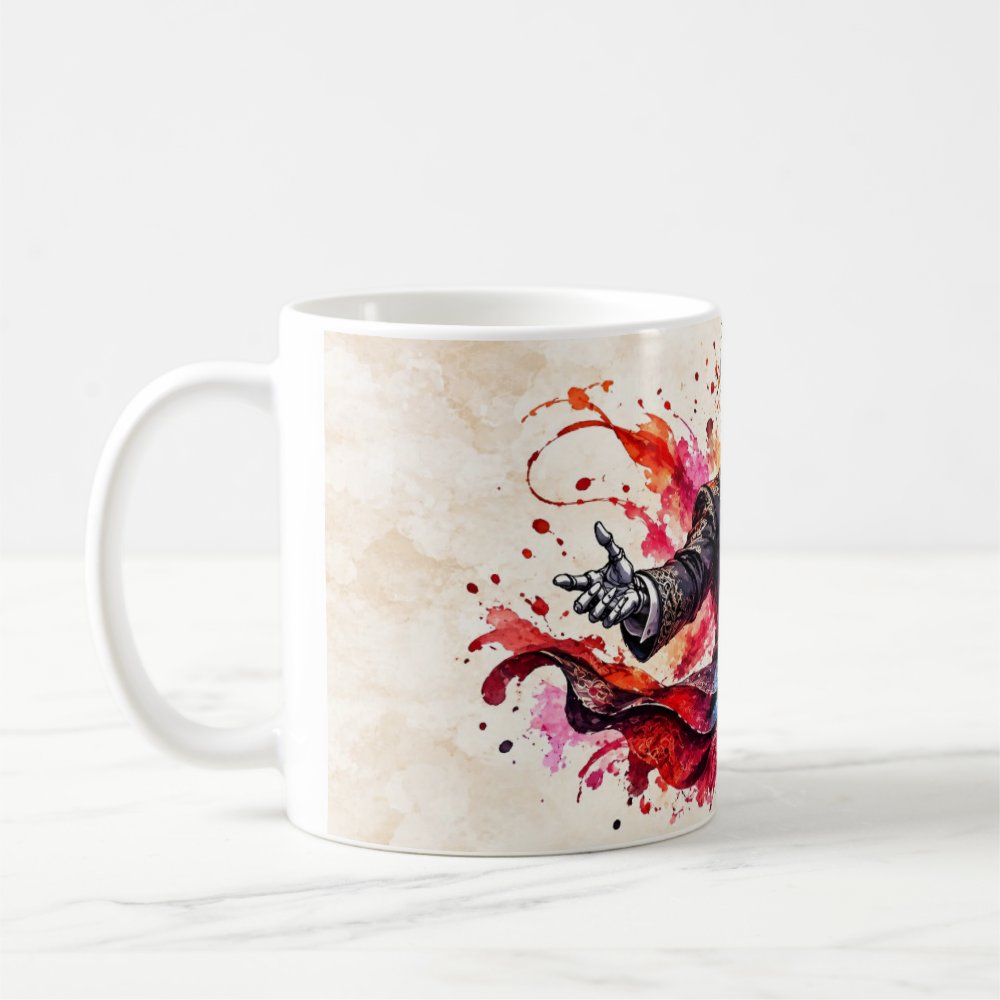 Taza Catrín Elegante Acuarela Día de Muertos Cerámica - 325ml