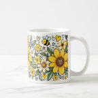 Taza Flores Amarillas 21 de Septiembre Girasoles y Abejita - 325 ml