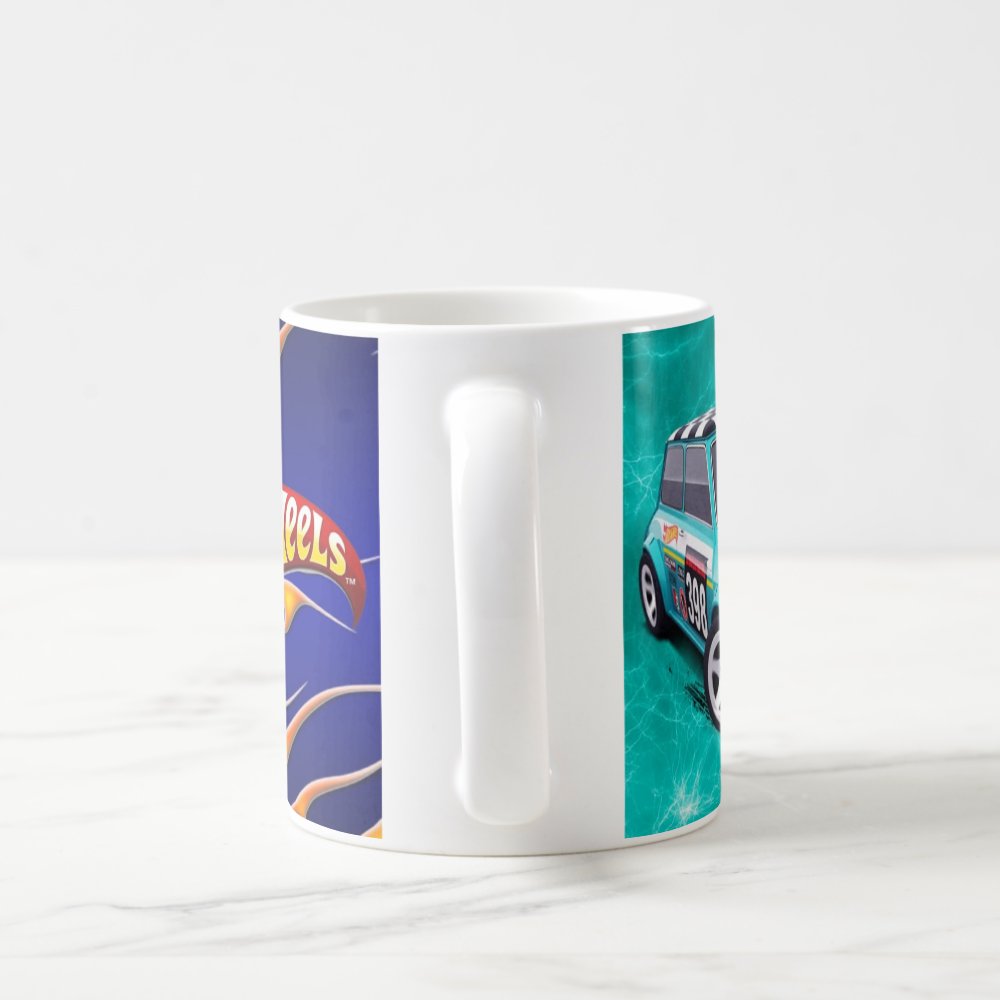 Taza Hot Wheels 30 de Septiembre Mini Cooper Turquesa Llamas - 325 ml