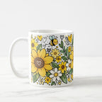 Taza Flores Amarillas 21 de Septiembre Girasoles y Abejita - 325 ml