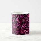 Taza Halloween Neón Rosa Patrón Espeluznante Cerámica - 325ml
