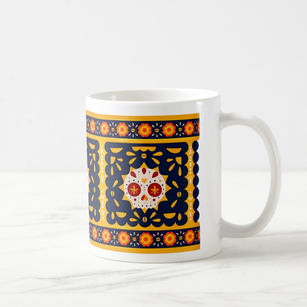 Taza Papel Picado Calaverita Día de Muertos - 325ml