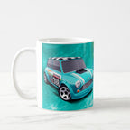 Taza Hot Wheels 30 de Septiembre Mini Cooper Turquesa Llamas - 325 ml