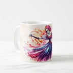 Taza Catrina Danzante Acuarela Día de Muertos Cerámica - 325ml