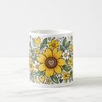 Taza Flores Amarillas 21 de Septiembre Girasoles y Abejita - 325 ml