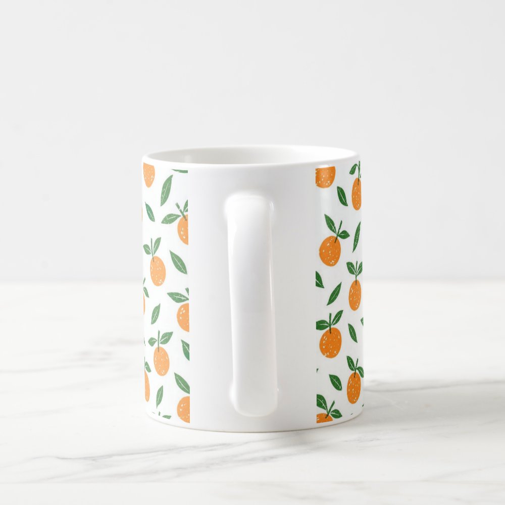 Taza Cerámica Mandarinas Ilustradas Otoño México - 325 ml
