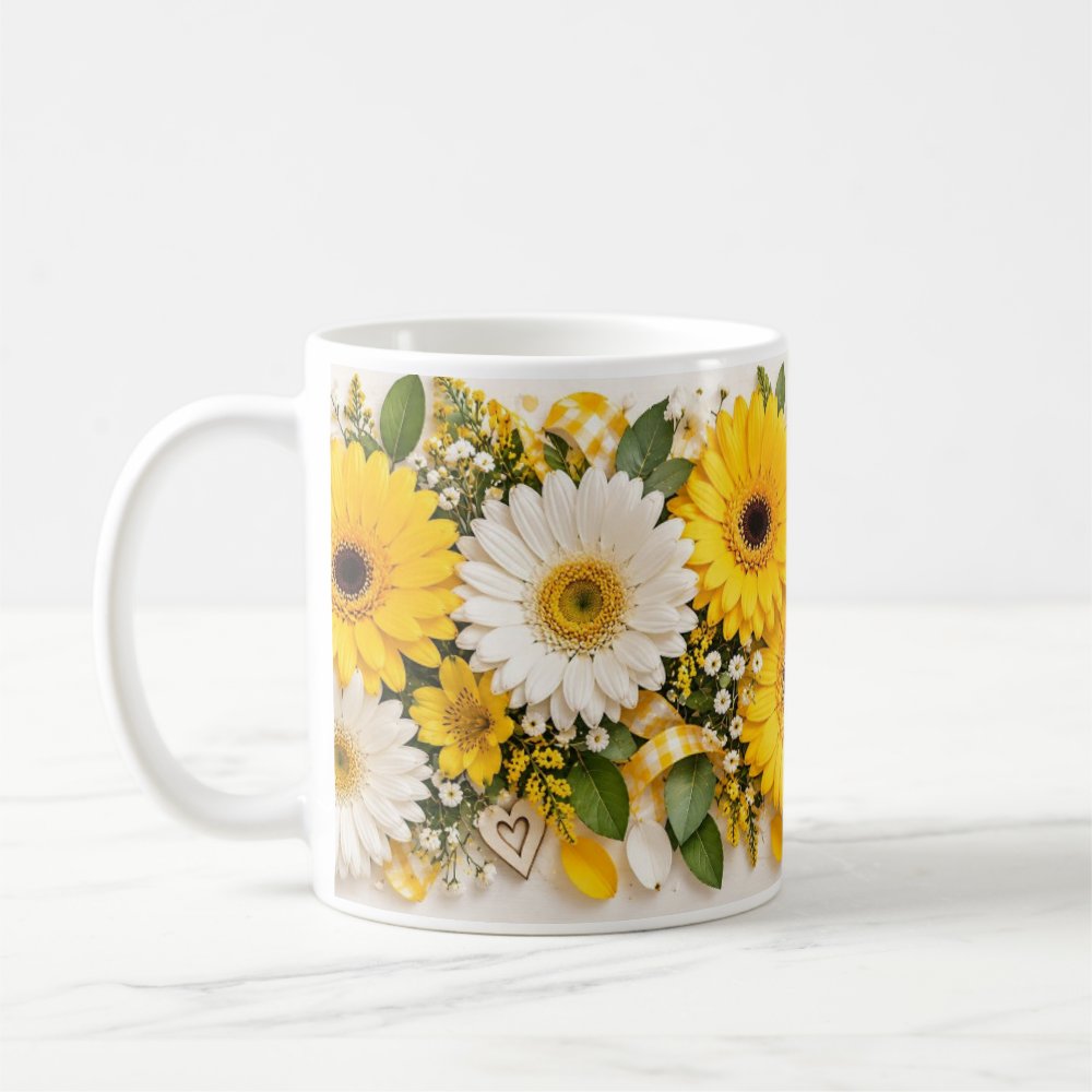 Taza Flores Amarillas 21 de Septiembre Gerberas Realistas -325 ml