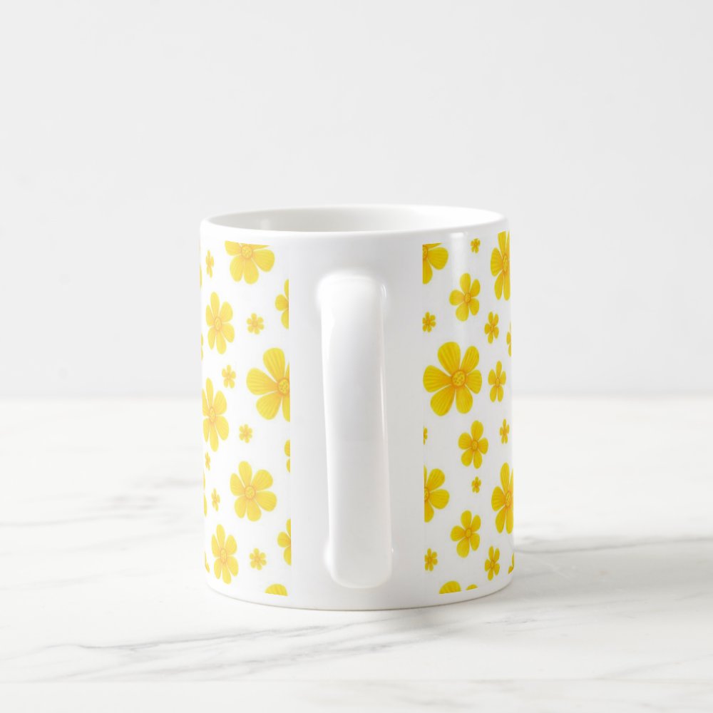 Taza Flores Amarillas 21 de Septiembre Patrón Minimalista de Flores