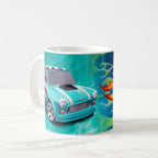 Taza Hot Wheels 30 de Septiembre Mini Cooper Turquesa Llamas - 325 ml
