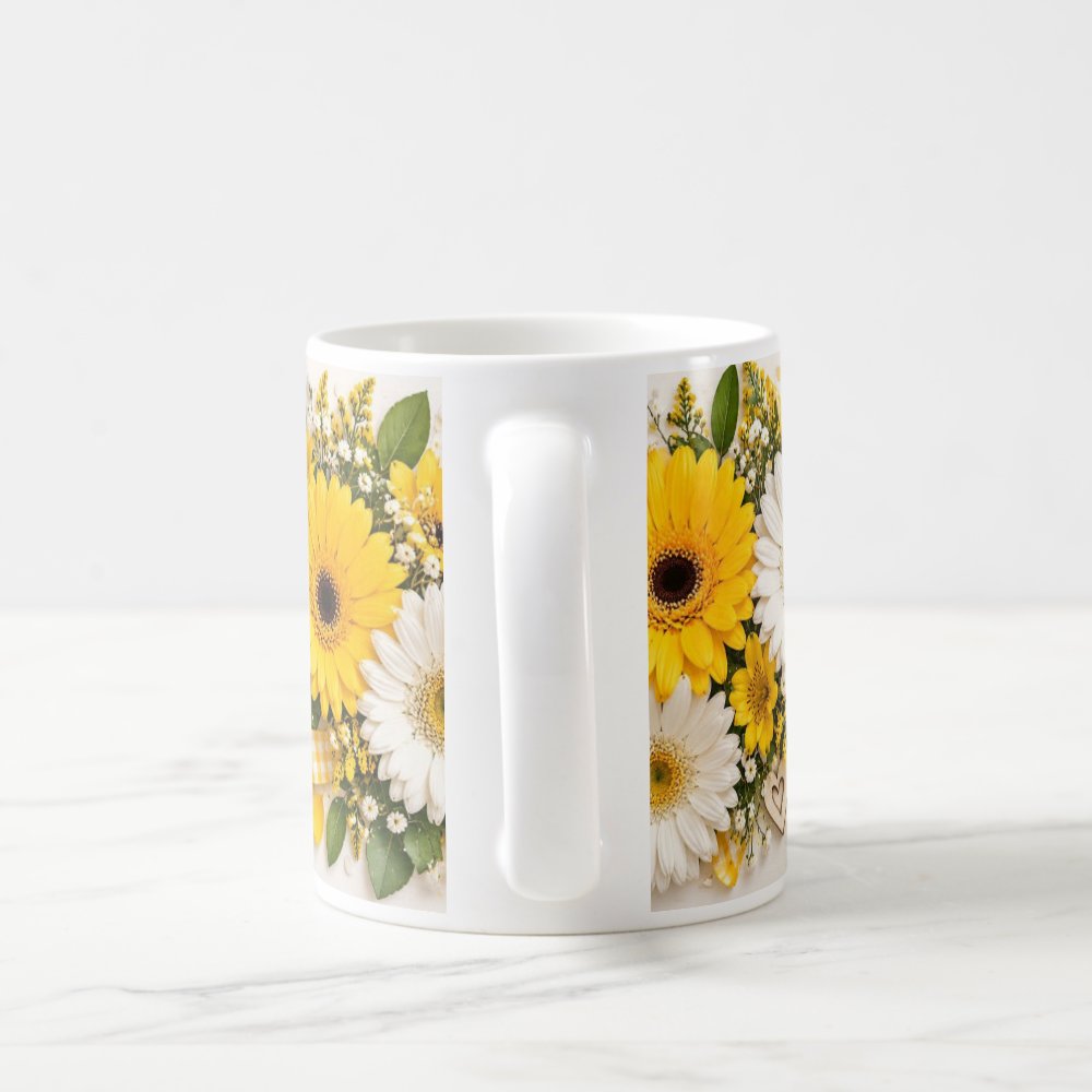 Taza Flores Amarillas 21 de Septiembre Gerberas Realistas -325 ml