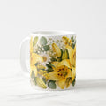 Taza Flores Amarillas 21 de Septiembre Lirios Lisiantus y Eucalipto - 325 ml