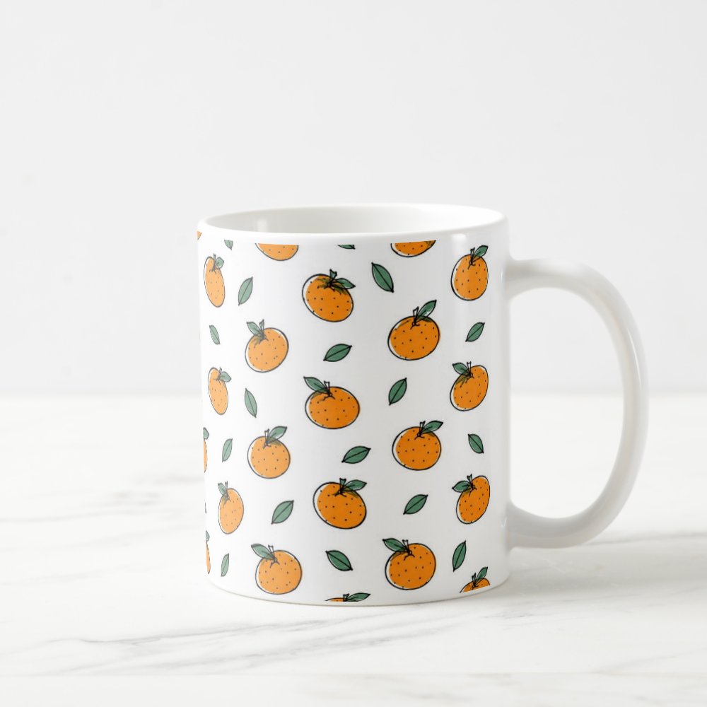 Taza Mandarinas Ilustración Minimalista Garabato Temporada - 325ml
