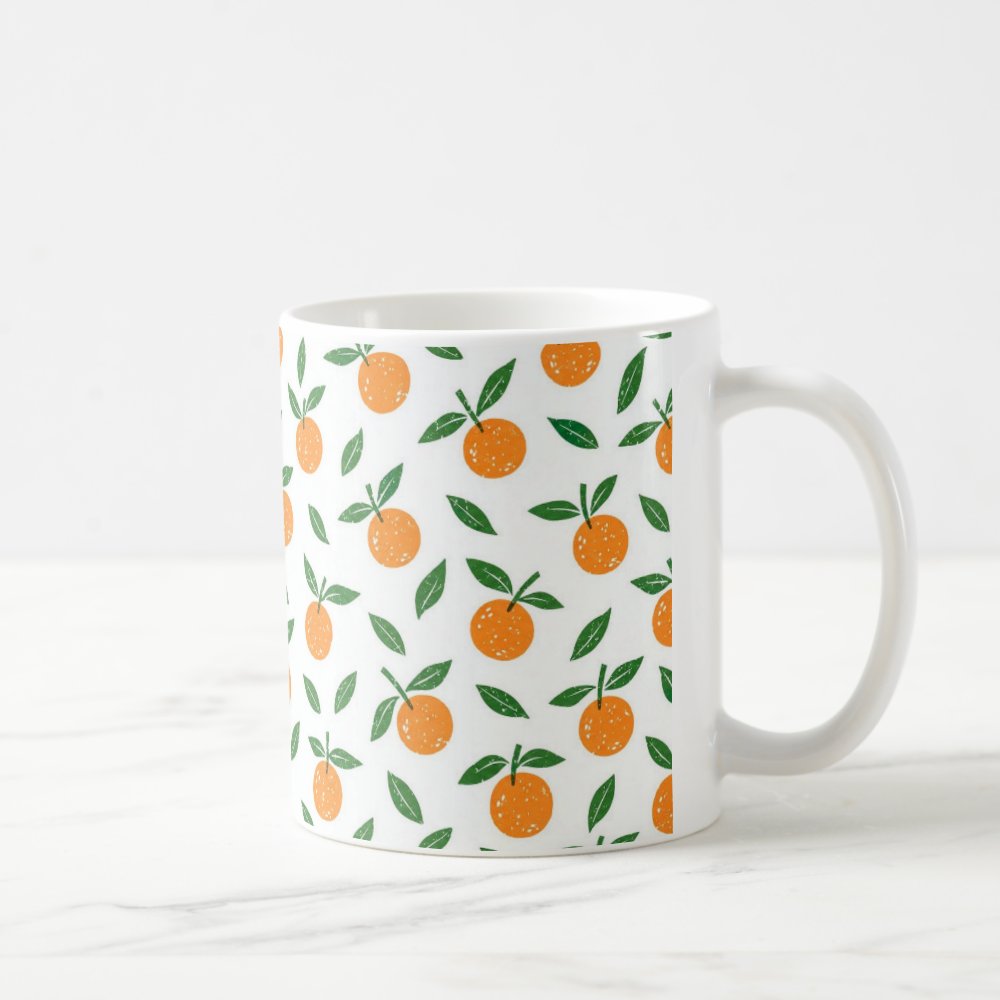 Taza Cerámica Mandarinas Ilustradas Otoño México - 325 ml