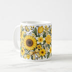 Taza Flores Amarillas 21 de Septiembre Rosas Tulipanes y Mariposa - 325 ml