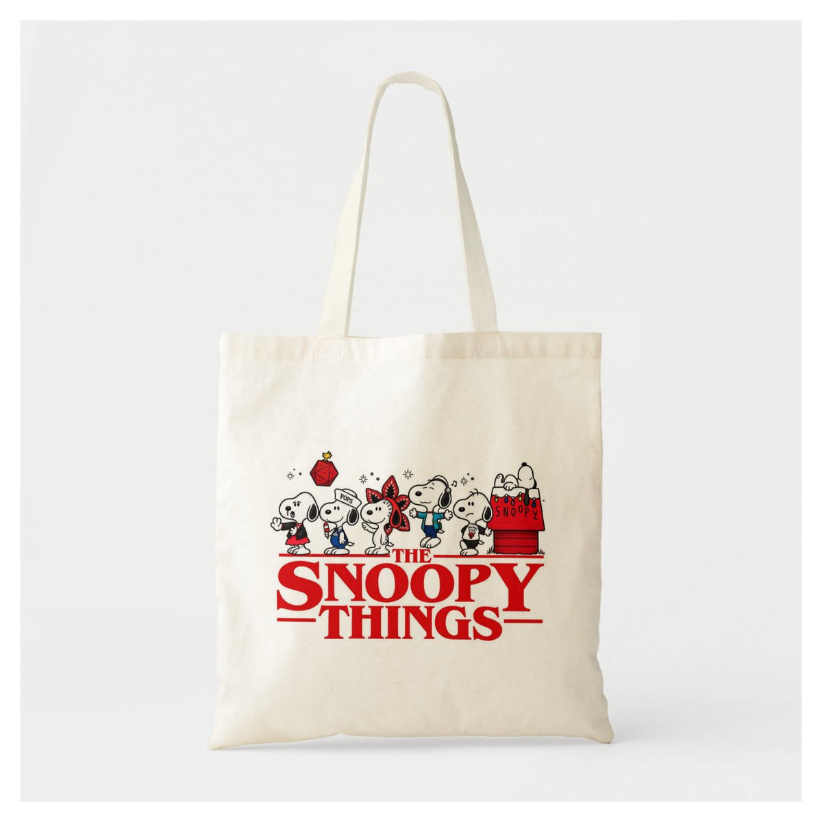 Bolsa tote "The Snoopy Things" con diseño parodia de Stranger Things - 35x40 cm