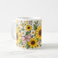 Taza Flores Amarillas 21 de Septiembre Girasoles Mariposa y Moño - 325 ml