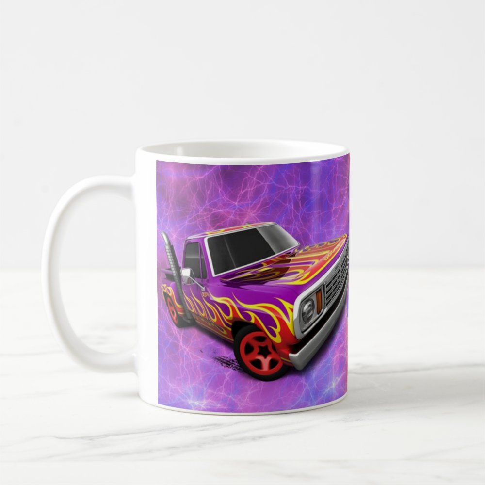 Taza Hot Wheels 30 de Septiembre Camioneta Morada Llamas - 325 ml