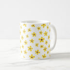 Taza Flores Amarillas 21 de Septiembre Patrón Minimalista Flores Púrpura