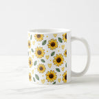 Taza Flores Amarillas 21 de Septiembre Patrón de Girasoles Acuarela