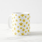 Taza Flores Amarillas 21 de Septiembre Patrón Minimalista Flores Púrpura