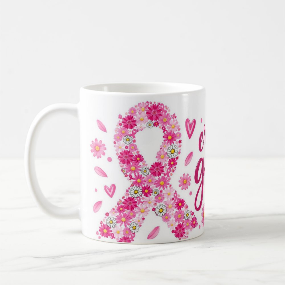 Taza Lazo Floral Octubre Rosa Frase Motivadora - 325ml