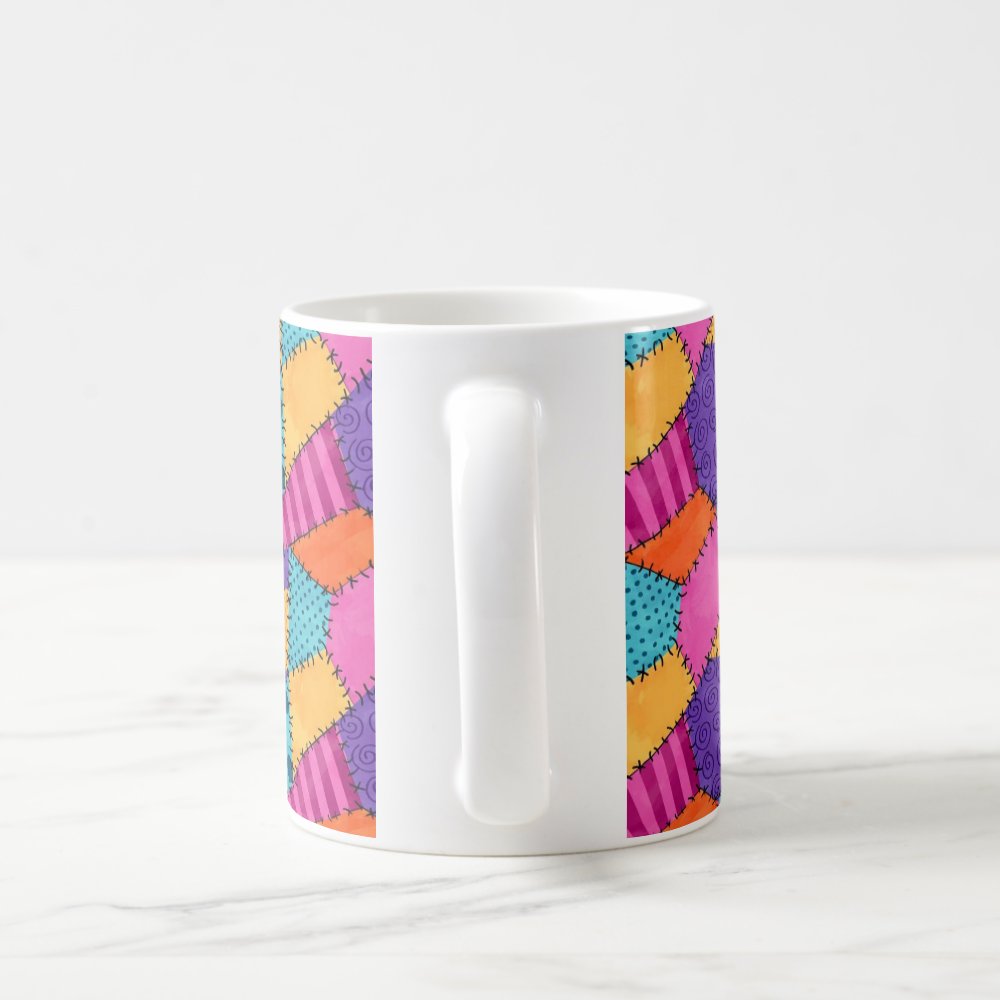 Taza Patrón Retazos Costuras Halloween Cerámica 325ml