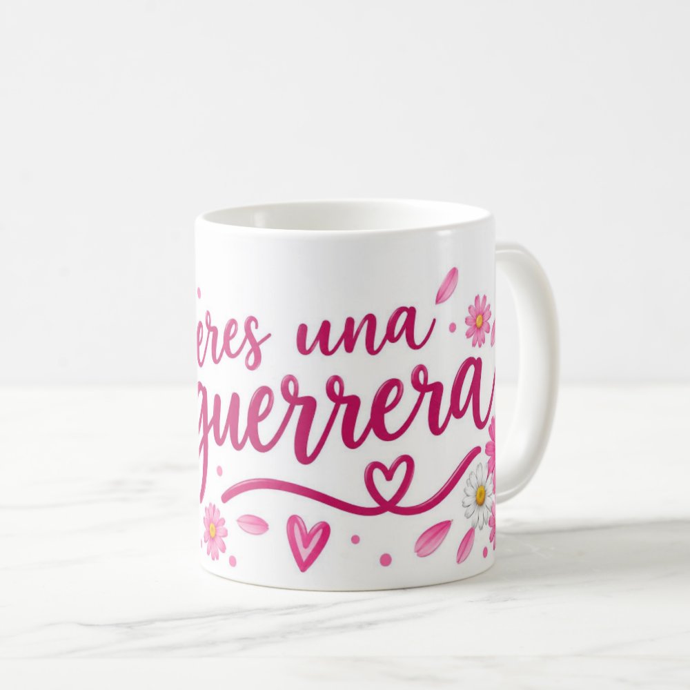 Taza Lazo Floral Octubre Rosa Frase Motivadora - 325ml