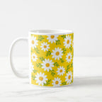 Taza Patrón Margaritas Amarillas Primavera Cerámica - 325ml