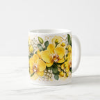 Taza Flores Amarillas 21 de Septiembre Orquídeas y Corazones Dorados - 325 ml