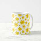 Taza Flores Amarillas 21 de Septiembre Patrón Minimalista de Flores