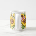 Taza Flores Amarillas 21 de Septiembre Girasoles Kawaii y Mariposa - 325 ml