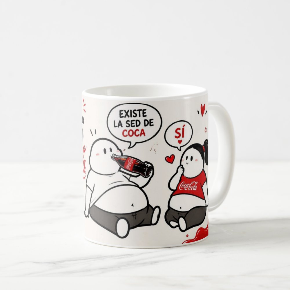 Taza Frase Divertida "No Es Antojo Es Amor Por Coca-Cola" 325ml