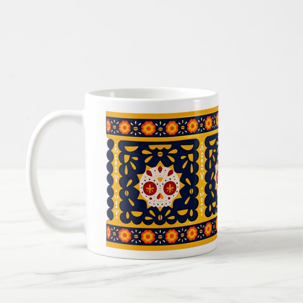 Taza Papel Picado Calaverita Día de Muertos - 325ml