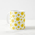 Taza Flores Amarillas 21 de Septiembre Patrón Minimalista de Flores
