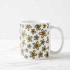 Taza Flores Amarillas 21 de Septiembre Patrón Garabato Flores Minimalistas