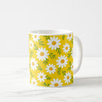 Taza Patrón Margaritas Amarillas Primavera Cerámica - 325ml