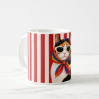 Taza Gato Fashionista Con Lentes Y Pañueleta Retro - 325ml