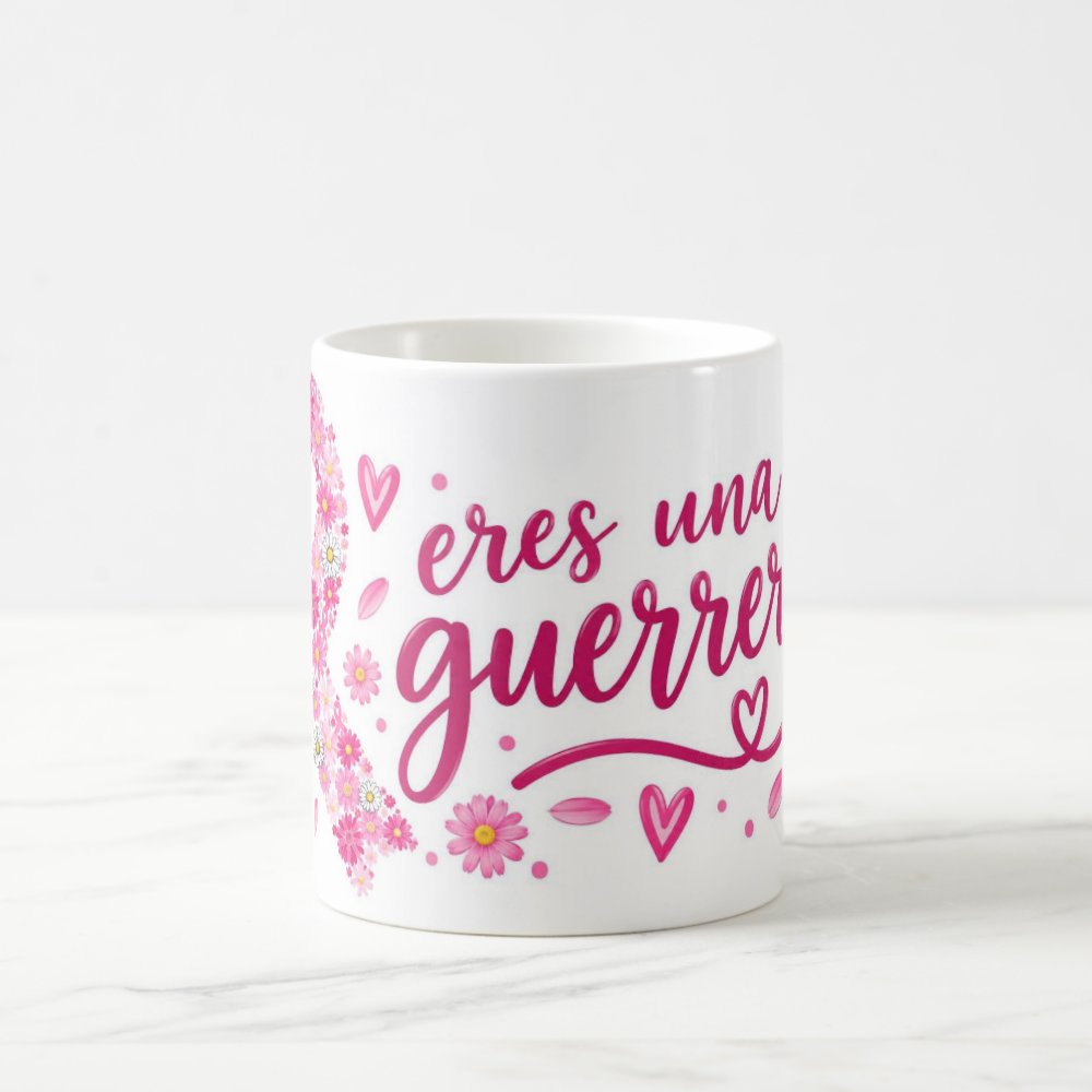 Taza Lazo Floral Octubre Rosa Frase Motivadora - 325ml