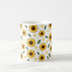 Taza Flores Amarillas 21 de Septiembre Patrón de Girasoles Acuarela