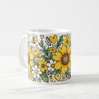 Taza Flores Amarillas 21 de Septiembre Girasoles y Abejita - 325 ml